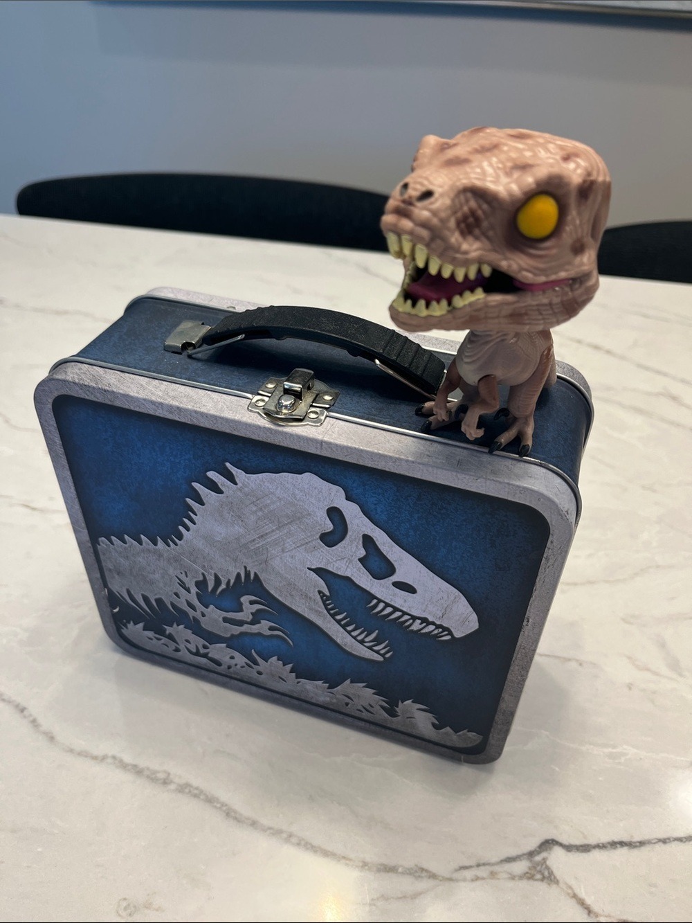 Funko 25th Anniversary Jurassic Park Figure  549 and Tin Dinosaur Lunchbox